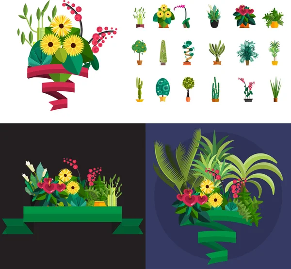 Bouquet of flowers. Birthday bouquet flowers, vector illustration flat design