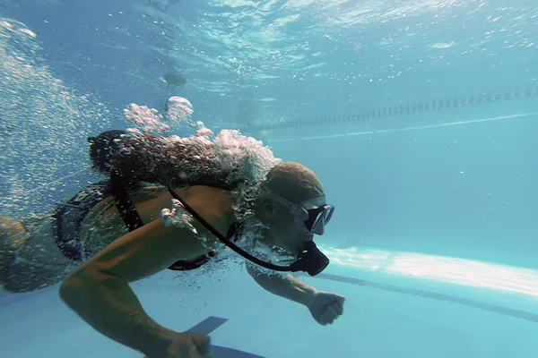 Diver in Swimming pool, Scuba Dive Swimming Pool, Underwater