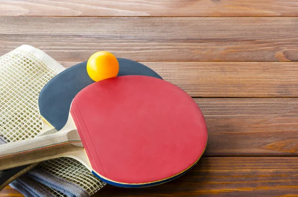 Table tennis rackets with net and ball
