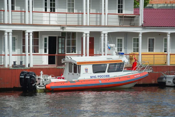 Russia Saint Petersburg July 2016 rescue boat at the pier