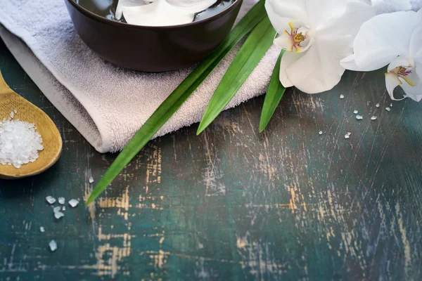 Spa background with white orchid. Space for text