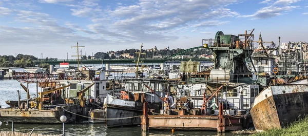 Old Scrapped Boats And Barges On Sava River - Belgrade - Serbia