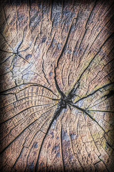 Old Square Timber Bollard Weathered Rotten Cracked Bituminous Grunge Surface Texture