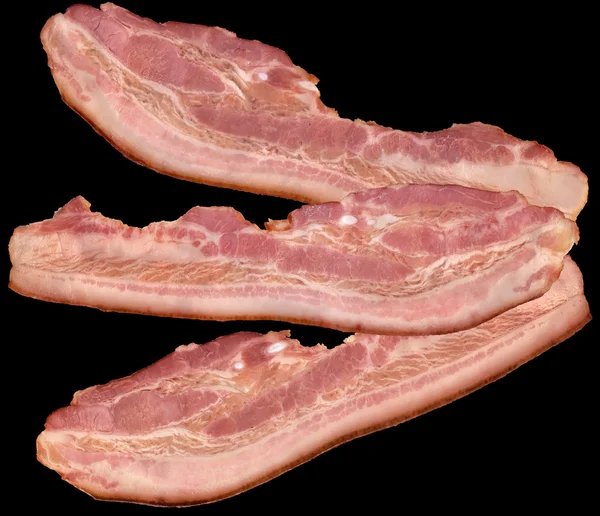 Pork Belly Bacon Rashers Isolated on Black Background