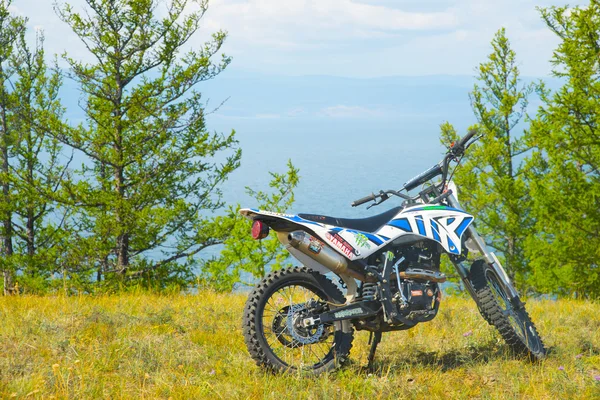 Bike stand against Baikal lake