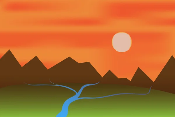 Landscape with mountains at sunset