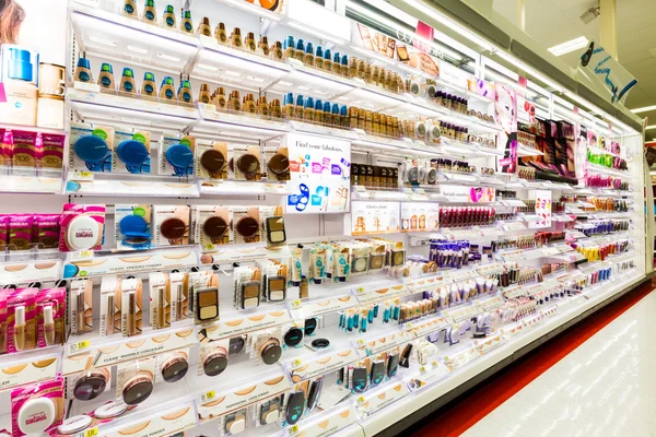 Shelves with cosmetics in a Target store