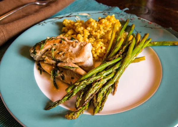 Homemade Lemon and Herb Chicken with Asparagus