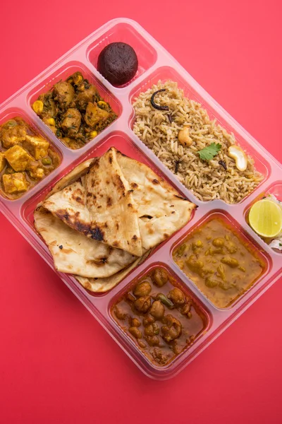 Indian vegetarian thali, Indian Thali parcel, take home food, Indian thali home delivery plate, haldiram thali, indian platter