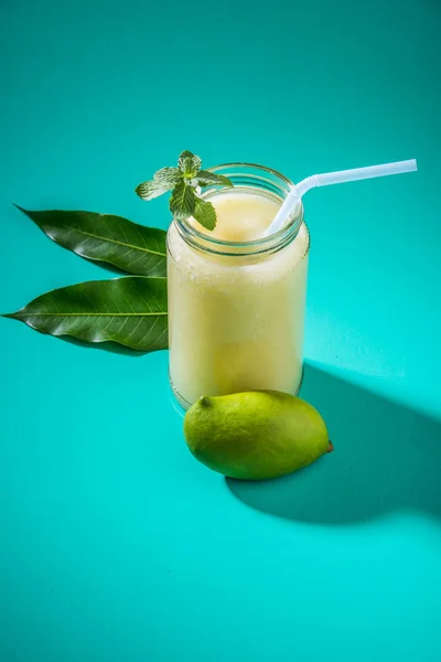 Green mango juice also known as kairi panha, aam panna, Mango Pahna, green mango drink, Fresh green mango smoothie with fresh green mangos