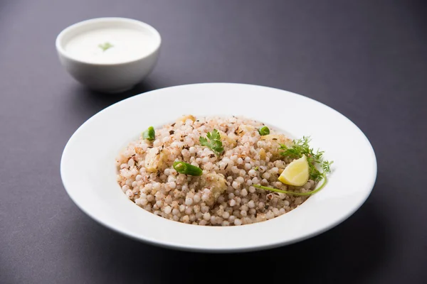 Sabudana Khichadi - An authentic dish from Maharashtra made with sago seeds, served with curd