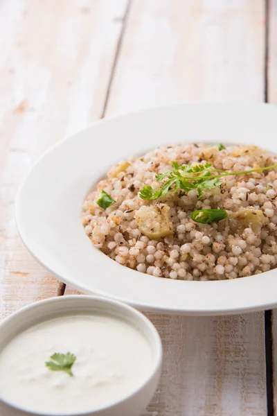 Sabudana Khichadi - An authentic dish from Maharashtra made with sago seeds, served with curd