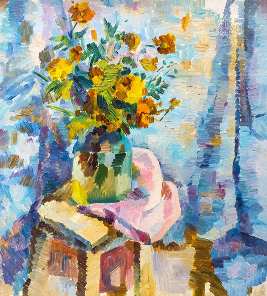 Oil painting still life with  flowers