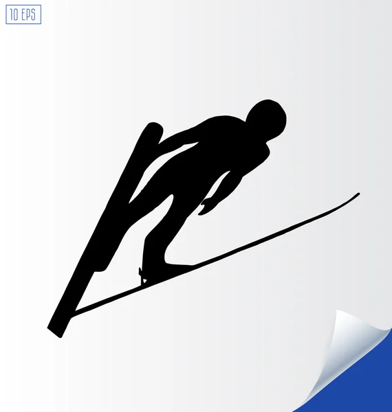Jumping skier silhouette on white background. Winter Sport