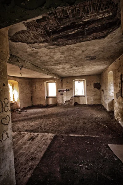 Abandoned interior of restaurant