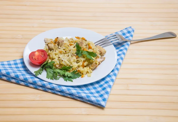 Pilaf chicken with the addition of quinoa