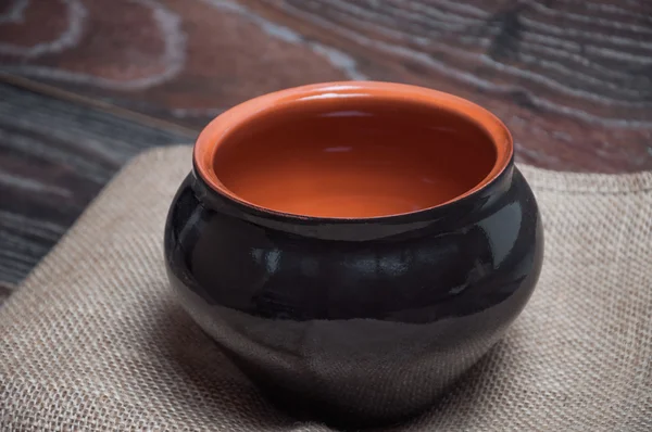 Black clay pot