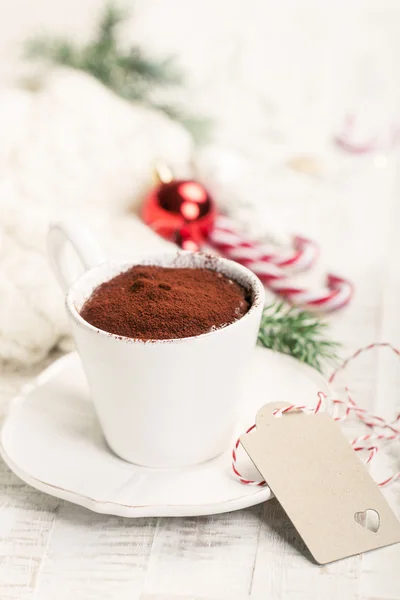Christmas hot chocolate with cacao and candy cane