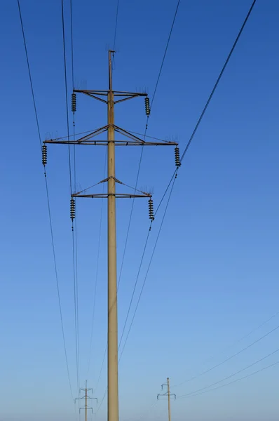 Power linepower lines on the pole. blue sky