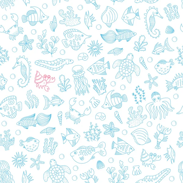 Seamless pattern with underwater animals