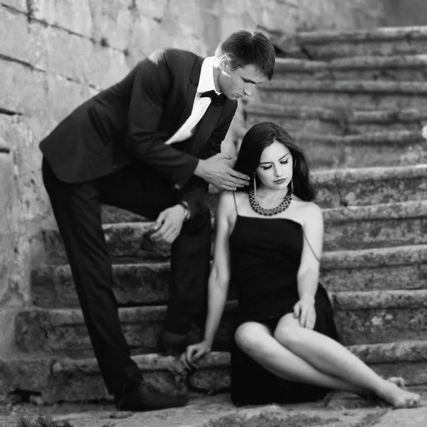 Sensual couple in black and white