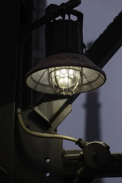 Street industrial led night lamp closeup