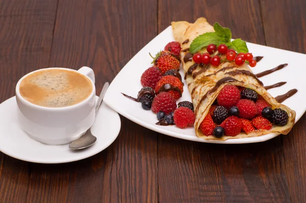 Crepes With Berries and Chocolate topping