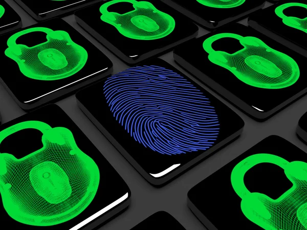 Fingerprint on the keypad is locked 3d render