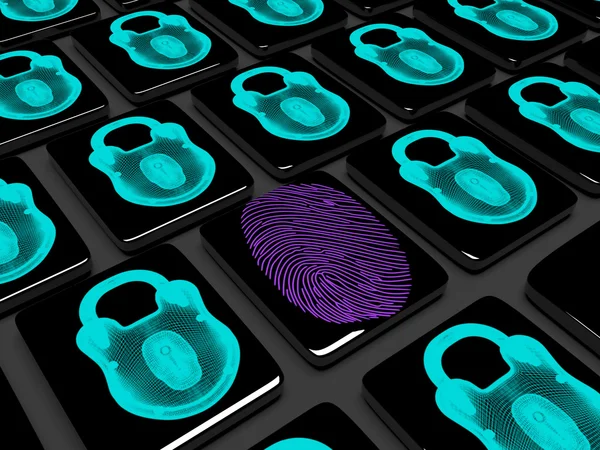 Fingerprint on the keypad is locked 3d render