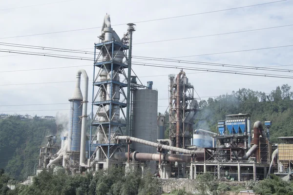 Cement Factory by a river, Sichuan Province, China