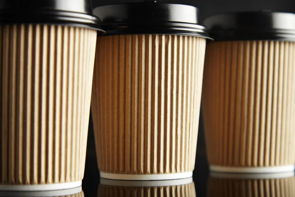 Brown luxury take away paper cups set black mirrored