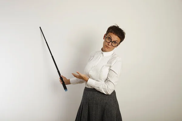 Female teacher with black pointer