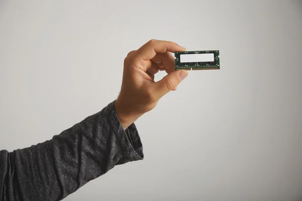 Man holding memory chip