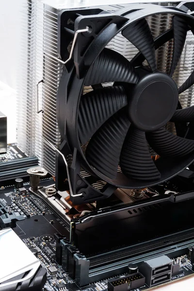 Black motherboard with fan for cpu