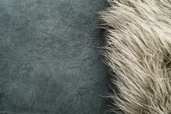 White Fur Over Gray Shearling