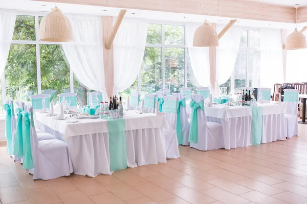 Banquet hall decorated for wedding