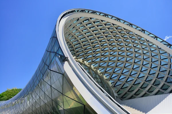 The modern architectural design of the theater in Tbilisi.