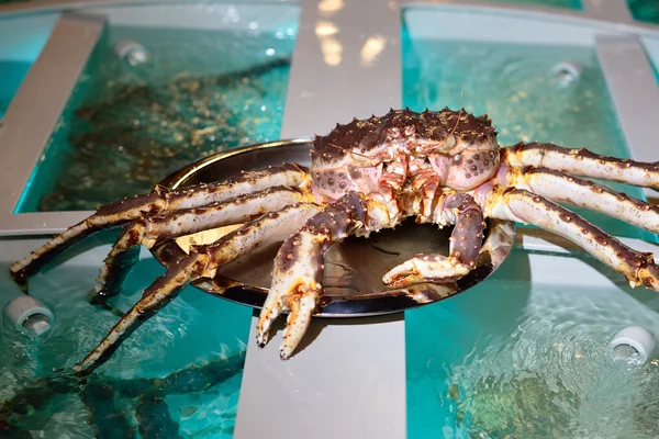 A huge king crab on the tray