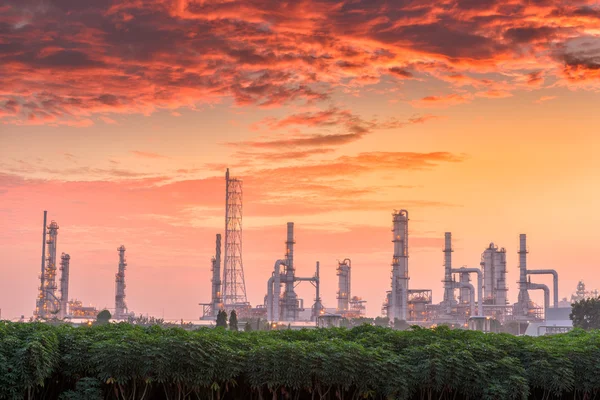 Morning scene twilight of oil refinery plant.