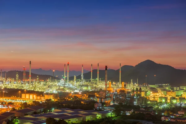 Twilight of oil refinery plant, Oil refinery with twilight skies