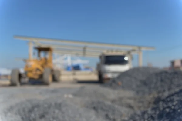 Heavy truck on construction field, Blur scene.