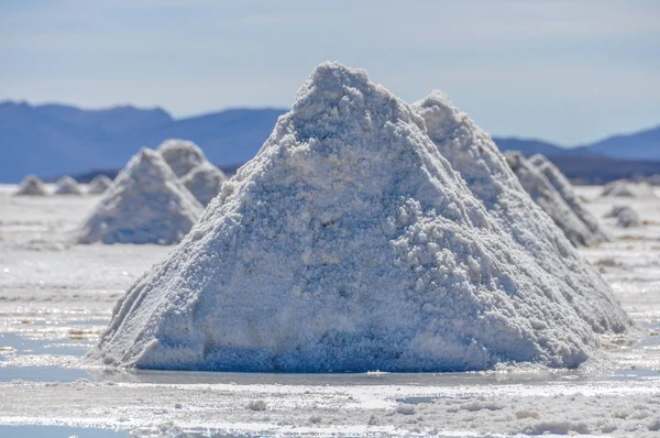 Piles of salt in Salar de Uyuni, Bolivia