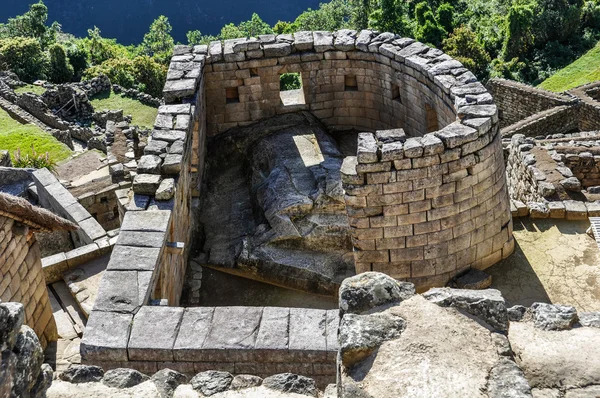 Temple of the sun at Machu Picchu, the sacred city of Incas, Per