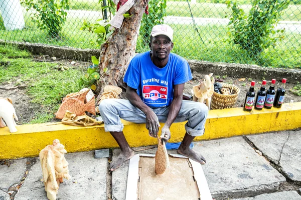 Portrait of a woodcarver - local resident of Jamaica.