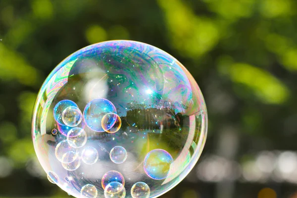 The rainbow bubbles from the bubble blower