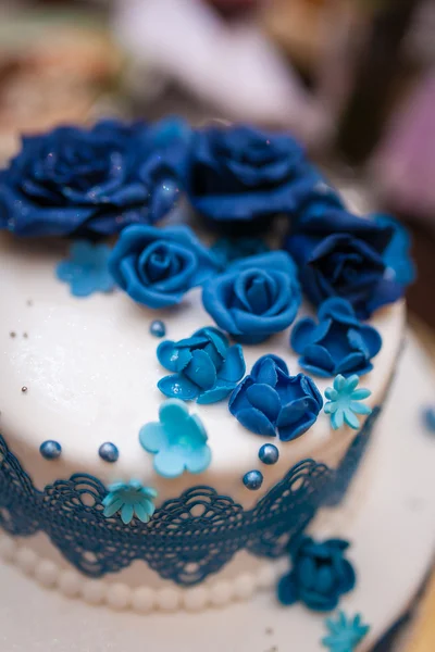 Wedding cake. Sweet cake blue and white