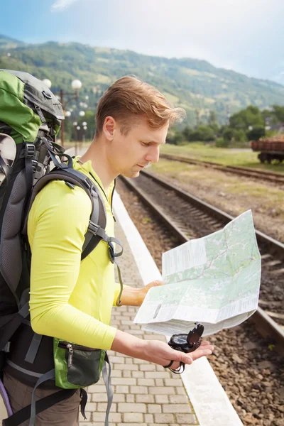 Tourist reading map