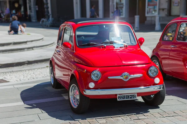 Gorizia,Italy MAY 22,2016:Photo of a Fiat 500 Club Isonzo meeting. The Fiat 500 (Italian:Cinquecento) is a city car which was produced by the Italian manufacturer Fiat between 1957 and 1975.