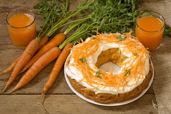 Carrot cake and a carrot juice