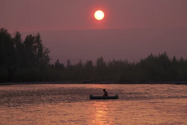 Sunset on the river Ayan- Yuryakh.